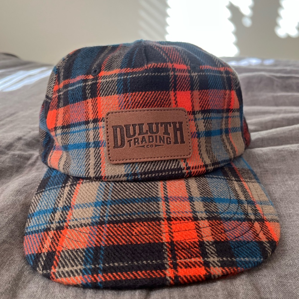 Duluth Trading Co Men's Plaid Cap - Blue and Orange